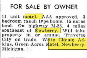 Green Acres Motel - Sep 1962 For Sale